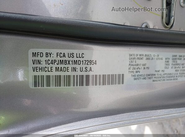 1C4PJMBX1MD172954 2021 JEEP CHEROKEE Silver Engine compartment view