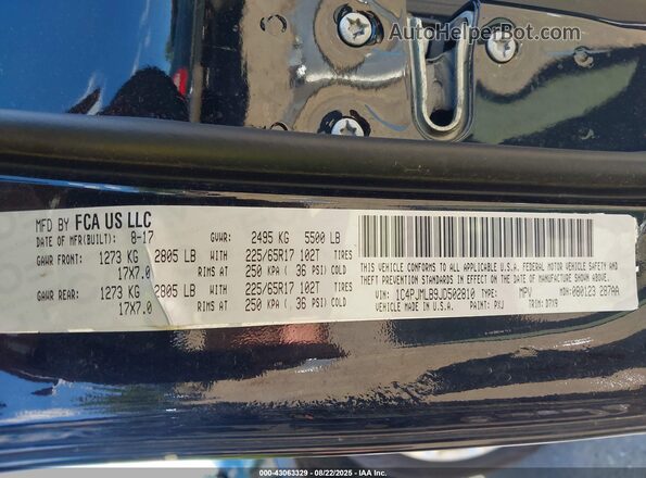 1C4PJMLB9JD502810 2018 JEEP CHEROKEE Black VIN կոդի պիտակի տեսք