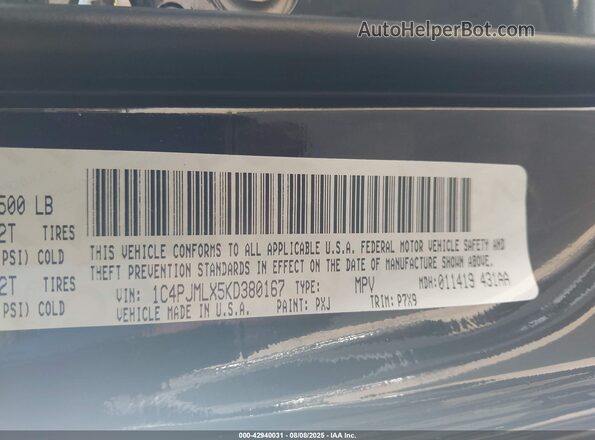 1C4PJMLX5KD380167 2019 JEEP CHEROKEE Black 