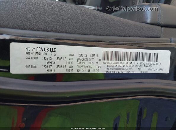 1C4RDHDG8HC896737 2017 DODGE DURANGO Black Շարժիչի բաժամունքի տեսք