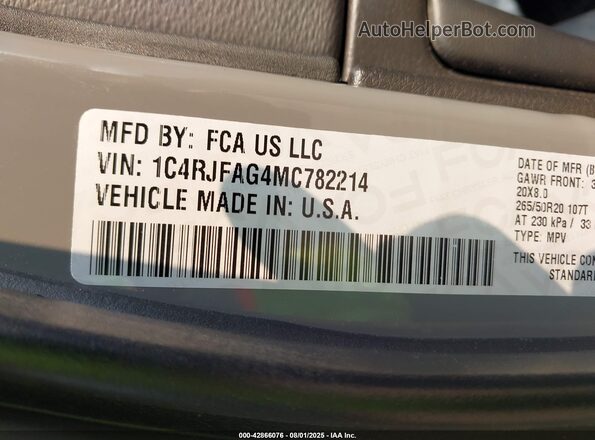 1C4RJFAG4MC782214 2021 JEEP GRAND CHEROKEE Серый Вид подкапотного пространства