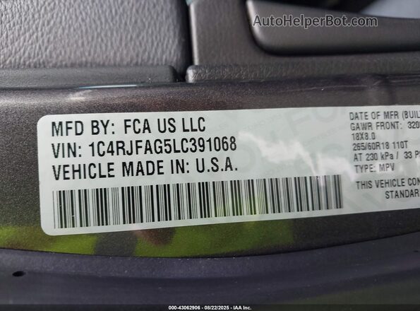 1C4RJFAG5LC391068 2020 JEEP GRAND CHEROKEE Gray Widok komory silnika