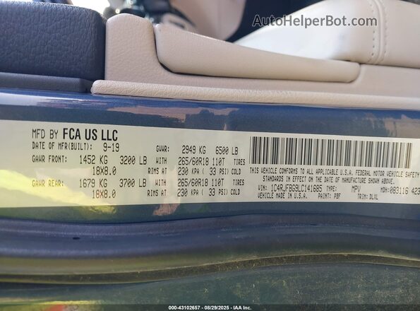 1C4RJFBG9LC141685 2020 JEEP GRAND CHEROKEE Blue Вид підкапотного простору