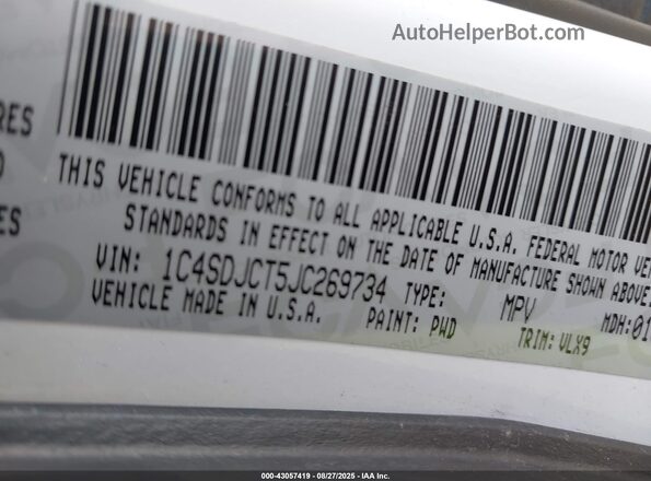 1C4SDJCT5JC269734 2018 DODGE DURANGO Белый 