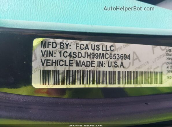 1C4SDJH99MC683083 2021 DODGE DURANGO Black Շարժիչի բաժամունքի տեսք