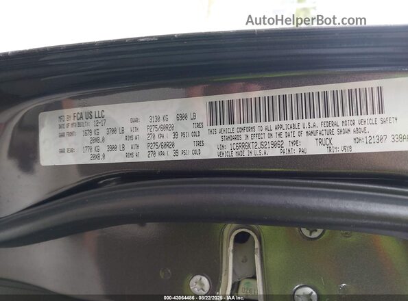 1C6RR6KT2JS219062 2018 RAM 1500 Gray 