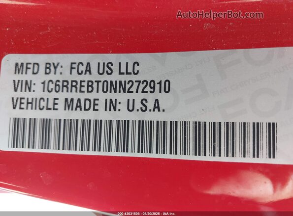 1C6RREBT0NN272910 2022 RAM 1500 Red Շարժիչի բաժամունքի տեսք