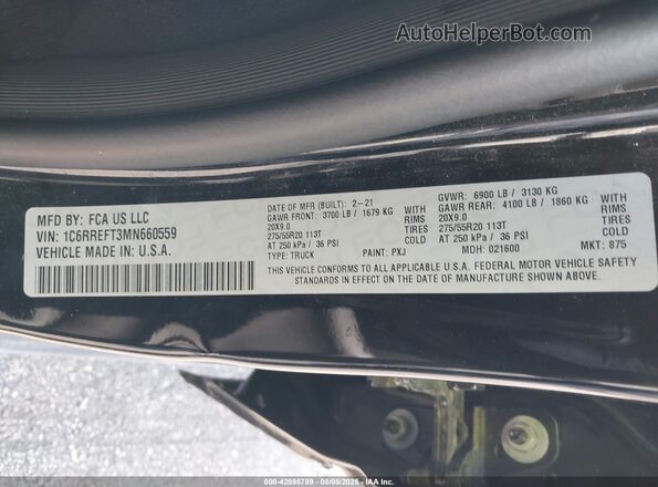 1C6RREFT3MN660559 2021 RAM 1500 Black 