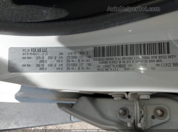1C6RREFT4LN186605 2020 RAM 1500 Белый Вид подкапотного пространства