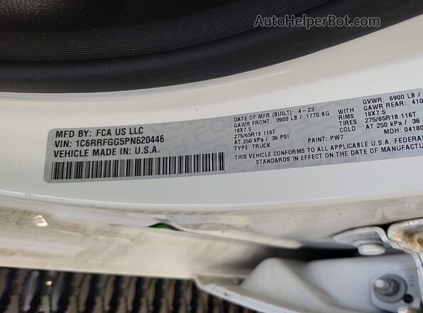 1C6RRFGG5PN620446 2023 RAM 1500  Вид щитка приладів