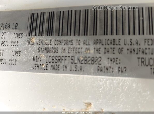 1C6SRFFT5LN282802 2020 RAM 1500 White Vista del compartimento del motor