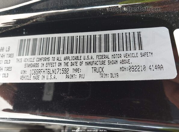 1C6SRFHT6LN171592 2020 RAM 1500 Black Engine compartment view
