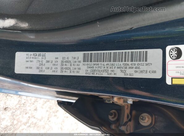 1C6SRFHTXLN187522 2020 RAM 1500 Blue Vista del compartimento del motor