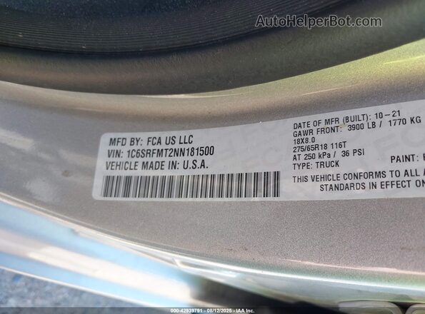 1C6SRFMT2NN181500 2022 RAM 1500 Серый Вид подкапотного пространства