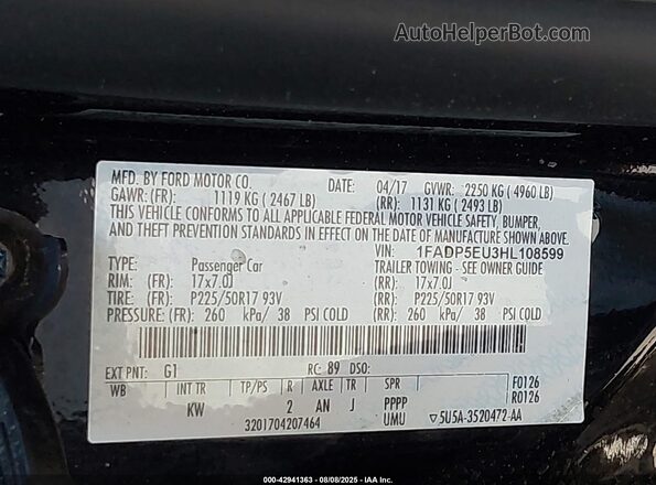 1FADP5EU3HL108599 2017 FORD C-MAX ENERGI Black Widok komory silnika