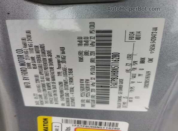 1FATP8UH8N5116280 2022 FORD MUSTANG Silver ძრავის განყოფილების ხედი