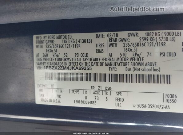 1FBZX2ZM4JKA69255 2018 FORD TRANSIT Navy Շարժիչի բաժամունքի տեսք