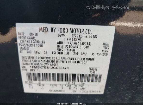 1FM5K7B81JGC63470 2018 FORD FORD EXPLORER Черный 