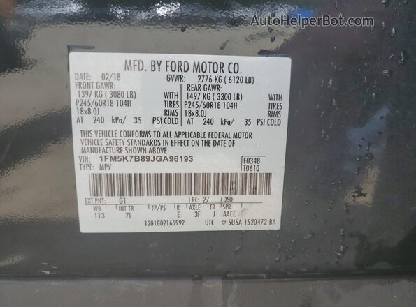 1FM5K7B89JGA96193 2018 FORD FORD EXPLORER Black 