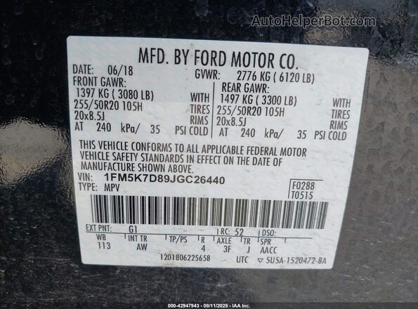 1FM5K7D89JGC26440 2018 FORD FORD EXPLORER Black 