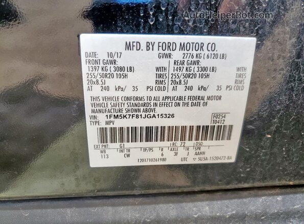 1FM5K7F81JGA15326 2018 FORD FORD EXPLORER Black 