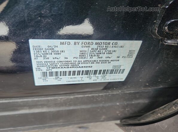 1FM5K8AB4RGA85052 2024 FORD FORD EXPLORER Black 