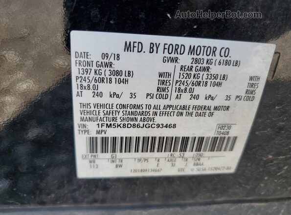 1FM5K8D86JGC93468 2018 FORD FORD EXPLORER Black 