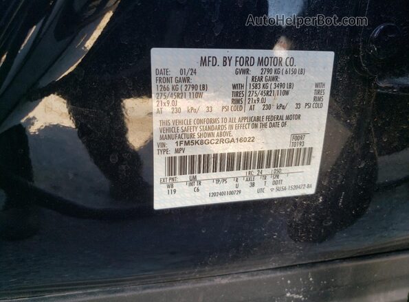 1FM5K8GC2RGA16022 2024 FORD FORD EXPLORER Black 