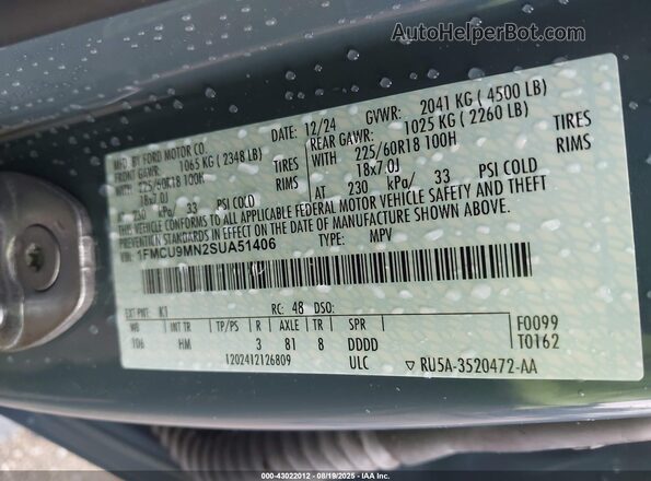 1FMCU9MN2SUA51406 2025 FORD ESCAPE Blue Вид підкапотного простору