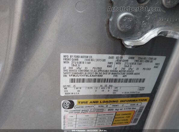 1FMJU1HT8LEA41590 2020 FORD EXPEDITION Silver Widok komory silnika
