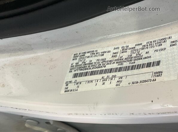 1FT7W2B63LED09978 2020 FORD F250  Vista trasera