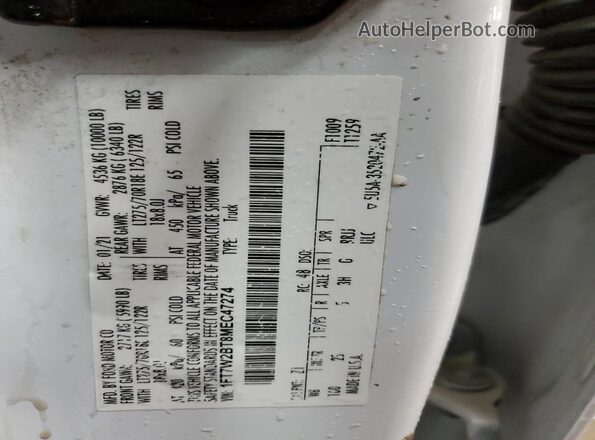1FT7W2BT8MEC47274 2021 FORD F250 White Շարժիչի բաժամունքի տեսք