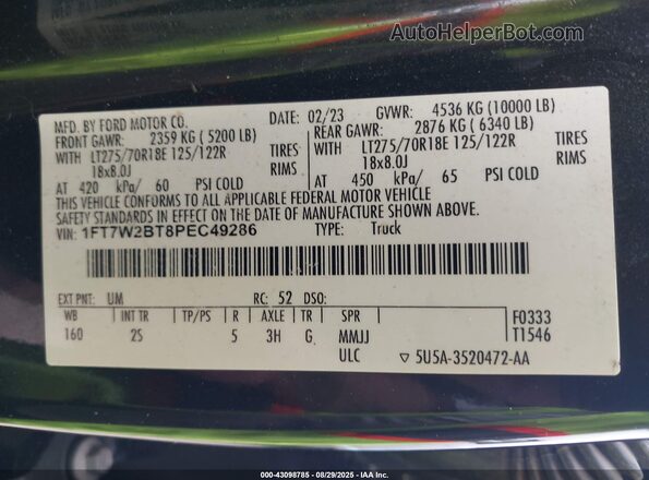 1FT7W2BT8PEC49286 2023 FORD F-250 Black Widok komory silnika
