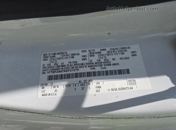 1FTBF2A67KEF21275 2019 FORD F-250  Widok zestawu wskaźników