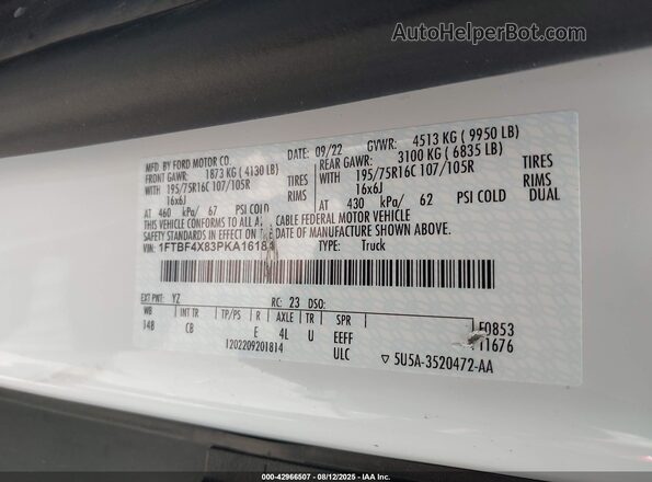 1FTBF4X83PKA16184 2023 FORD TRANSIT-350 White ძრავის განყოფილების ხედი