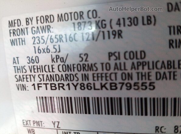 1FTBR1Y86LKB79555 2020 FORD TRANSIT-250  