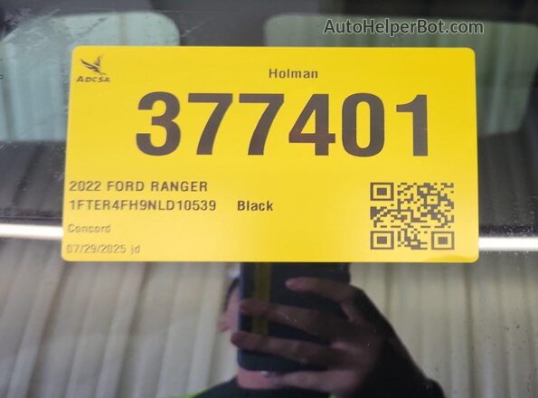 1FTER4FH9NLD10539 2022 FORD RANG  Vista de la etiqueta del VIN