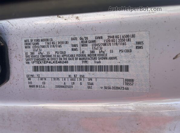 1FTEX1EP4LKE46240 2020 FORD F150  