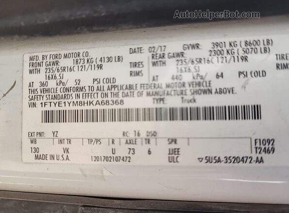 1FTYE1YM8HKA68368 2017 FORD TRANSIT-150  