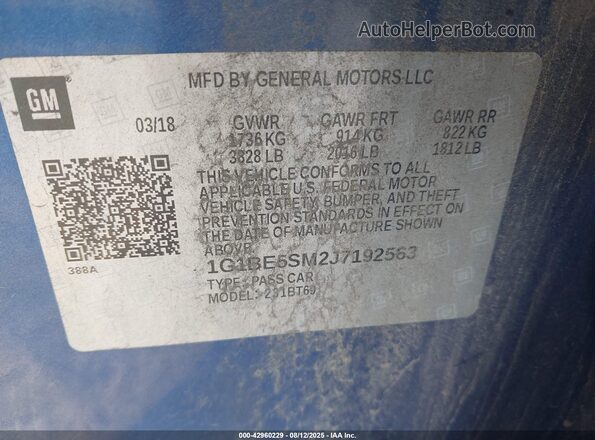 1G1BE5SM2J7192563 2018 CHEVROLET CRUZE Blue 