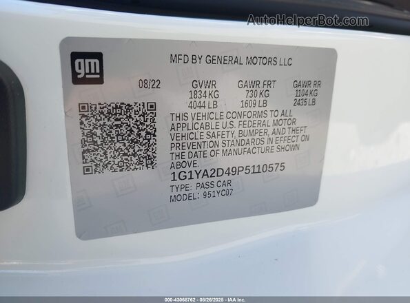 1G1YA2D49P5110575 2023 CHEVROLET CORVETTE White 