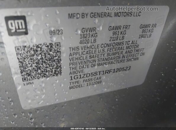 1G1ZD5ST1RF120523 2024 CHEVROLET MALIBU Gray ძრავის განყოფილების ხედი