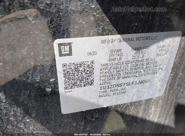 1G1ZD5ST5LF128065 2020 CHEVROLET MALIBU Black Widok komory silnika