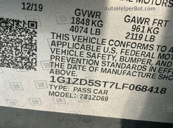 1G1ZD5ST7LF068418 2020 CHEVROLET MALIBU  