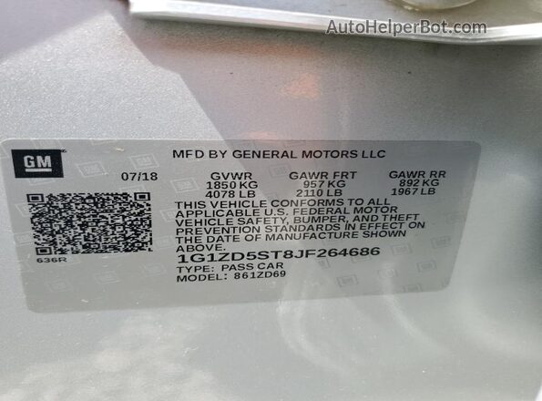 1G1ZD5ST8JF264686 2018 CHEVROLET MALIBU Silver 