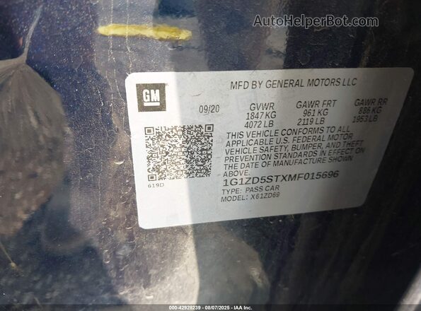 1G1ZD5STXMF015696 2021 CHEVROLET MALIBU Blue Widok komory silnika