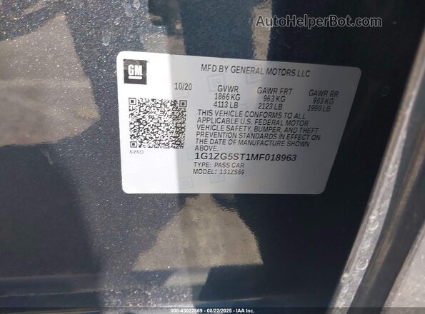 1G1ZG5ST1MF018963 2021 CHEVROLET MALIBU Gray Շարժիչի բաժամունքի տեսք