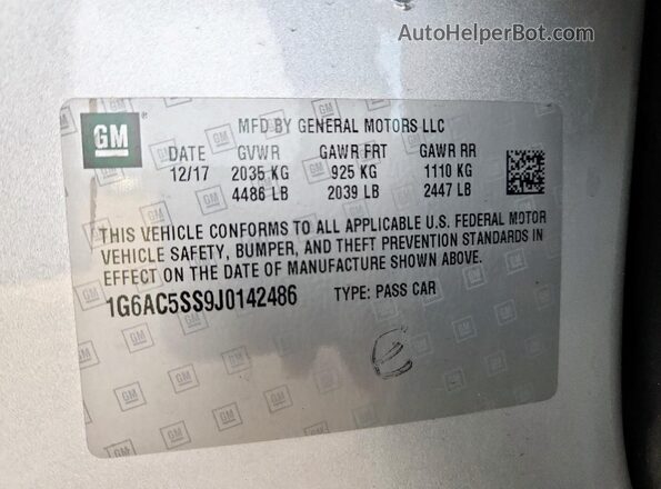 1G6AC5SS9J0142486 2018 CADILLAC ATS Silver 