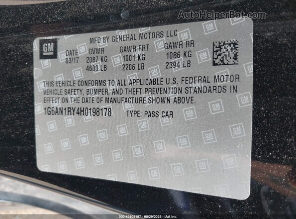 1G6AN1RY4H0198178 2017 CADILLAC ATS-V Black Вид підкапотного простору