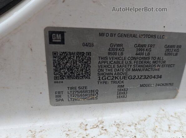 1GC2KUEG2JZ320434 2018 CHEVROLET SILVERADO  Задняя правая четверть